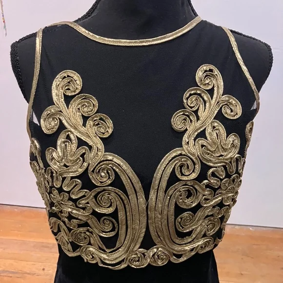 Scott McClintock, black and gold velvet dress - Picture 3 of 13